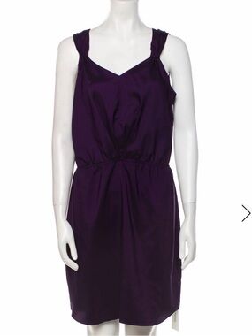 Barneys New York Purple Pleated V-Neck Dress Lightweight (see size desc below)